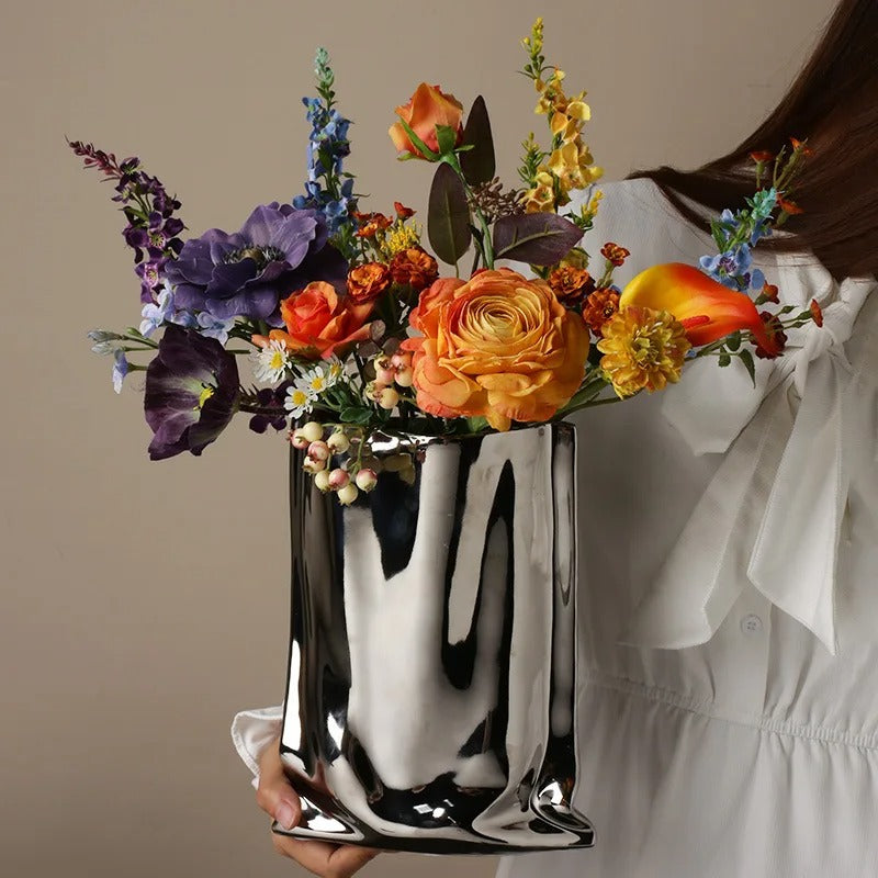 Metallic Flower Vase