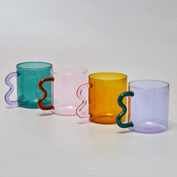 Colored Glass Cups With Straw