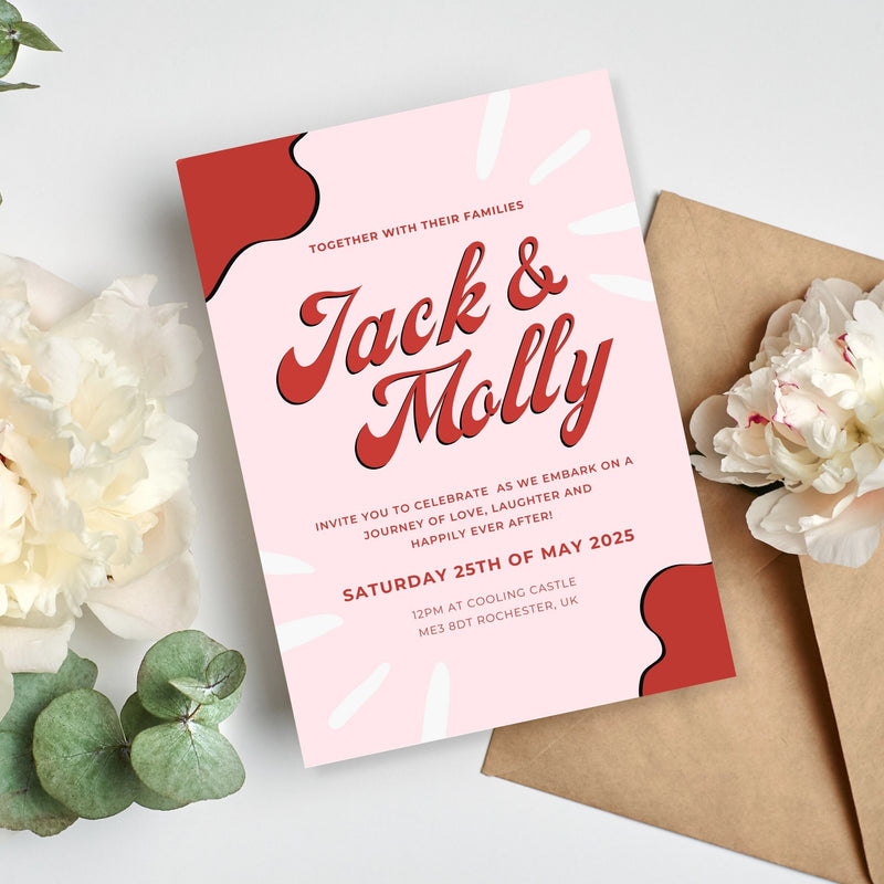 Retro Themed Wedding Invite Template