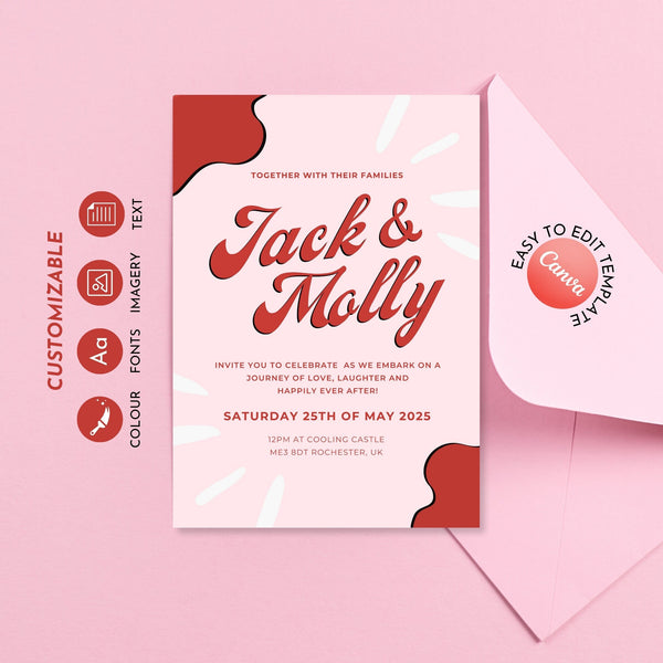 Retro Themed Wedding Invite Template