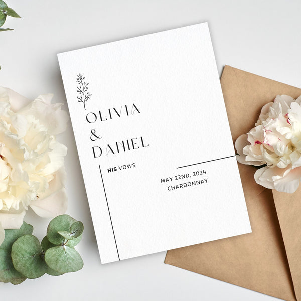 Modern Wedding Vows Cards Template