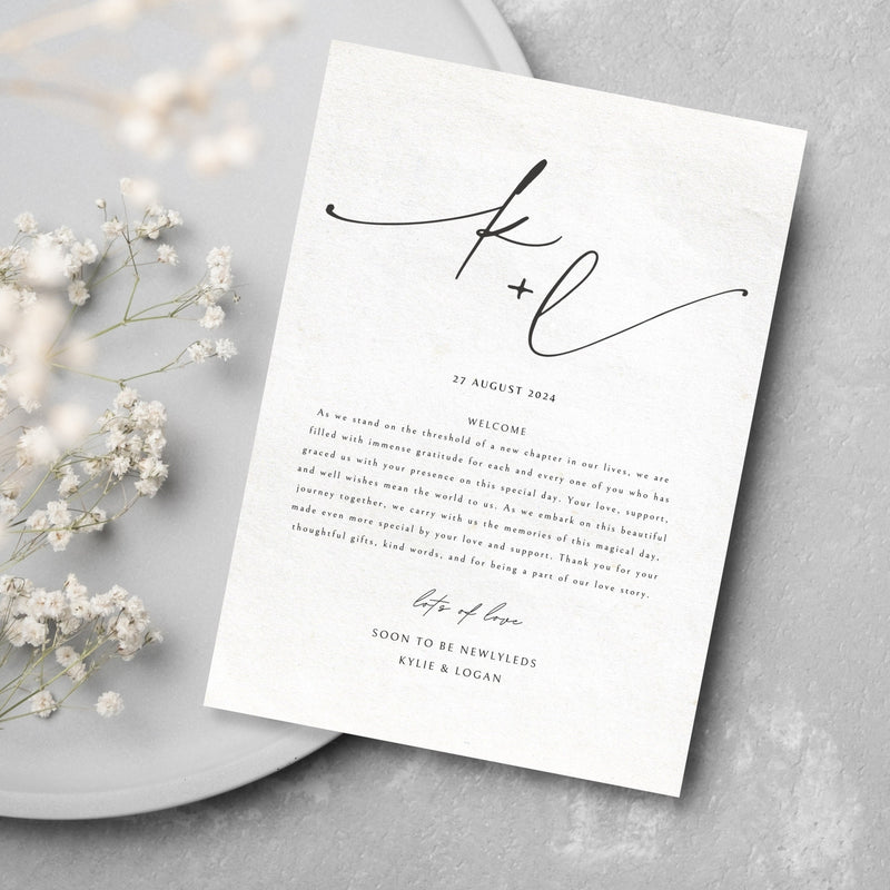 Elegant Wedding Day Timeline Card Template