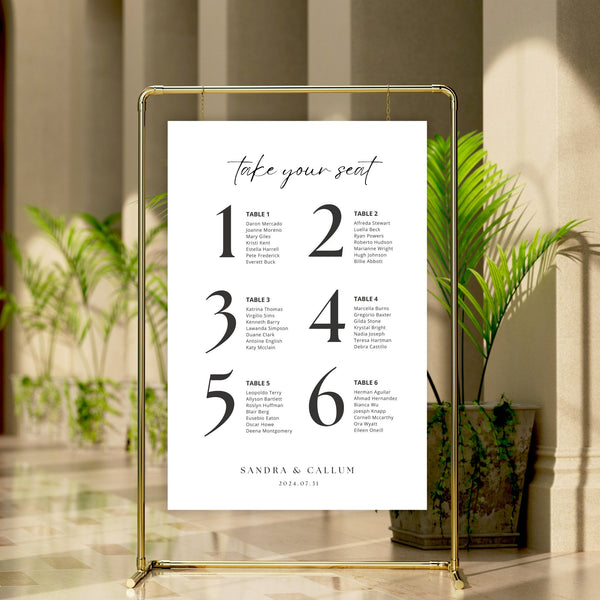 Modern Wedding Seating Chart Template