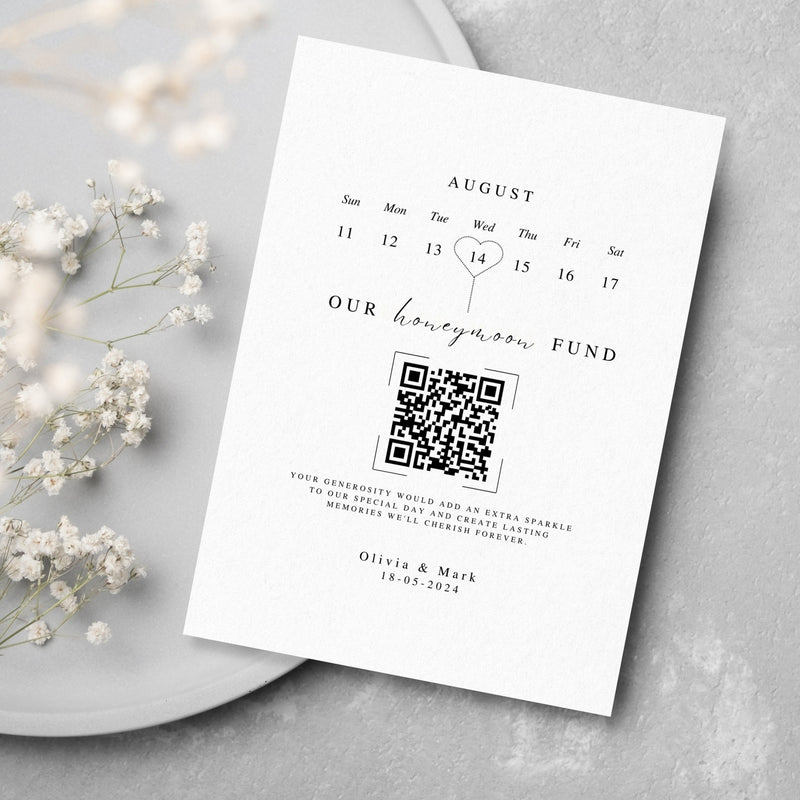 Honeymoon Fund QR Code Sign Template