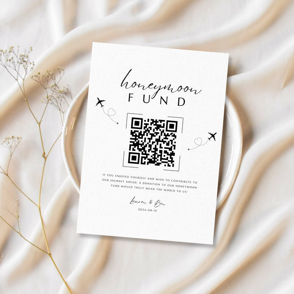 Honeymoon Fund QR Code Sign Template