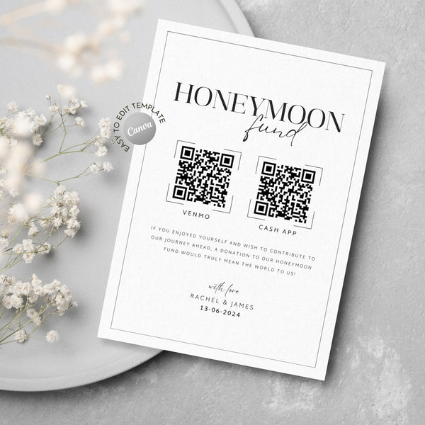 Honeymoon Fund QR Code Sign Template