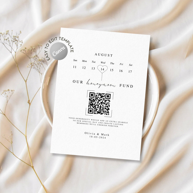 Honeymoon Fund QR Code Sign Template