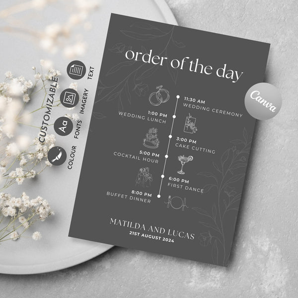 Wedding Order Of The Day Insert