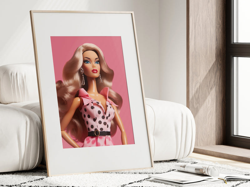 Trendy Barbie Art Print, Barbie Poster, Retro Barbie Print, Retro Doll Wall Print, Preppy Pink Wall Art, Dorm Room Decor, Modern Wall Art