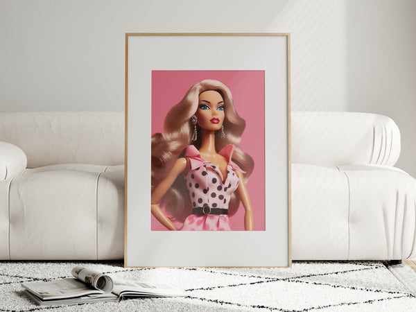 Trendy Barb Art Print, Barb Poster, Retro Barb Print, Retro Doll Wall Print, Preppy Pink Wall Art, Pink Room Decor, Modern Wall Art