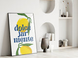 Il Dolce Far Niente Print, Italian Quote, Retro Lemon Art, Italy Travel Poster, Italian Language Saying, Yellow Italian Expression Art Print