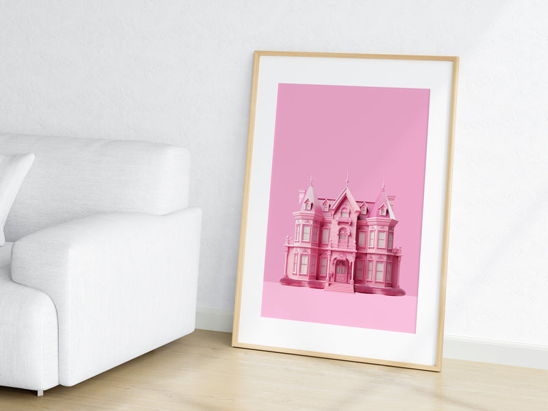 Barbie Dream House Print, Retro Art Barbie Poster, Wall Print Digital Download, Preppy Pink Print, Vintage Doll Art,Y2K Aesthetic, Girly Art