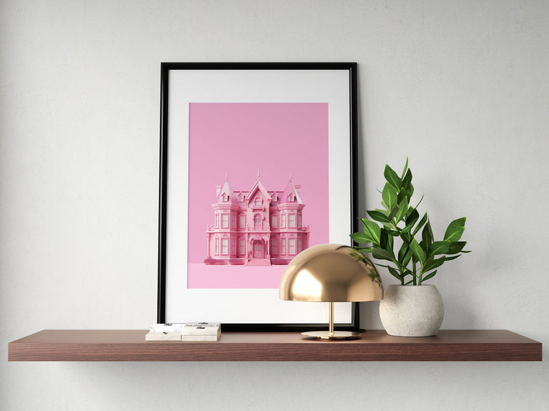 Barbie Dream House Print, Retro Art Barbie Poster, Wall Print Digital Download, Preppy Pink Print, Vintage Doll Art,Y2K Aesthetic, Girly Art