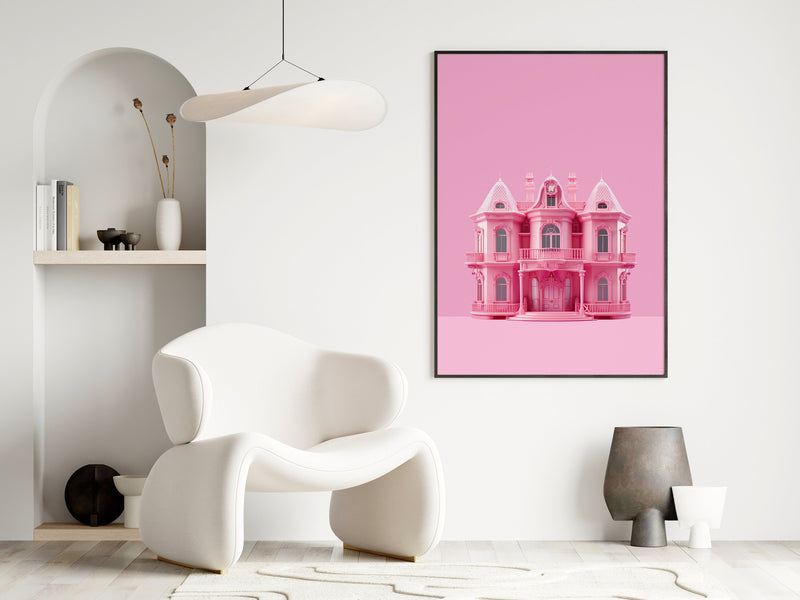 Pink Barbie House Wall Art, Barbie Dream House Print, Retro Doll Poster, Preppy Room Decor, Preppy Wall Art, Cool Y2K Poster Print, Trendy