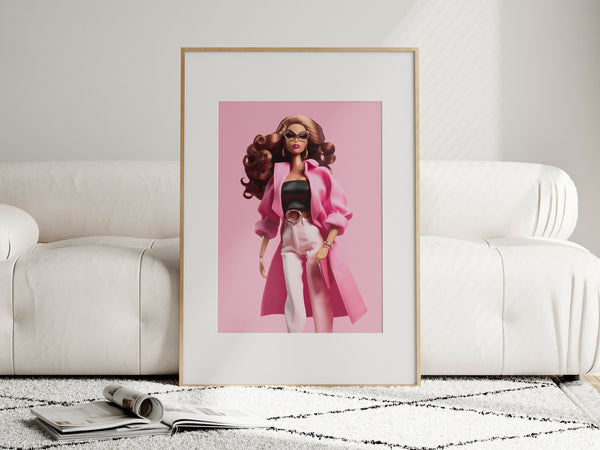 Barb Art, Retro Barb Doll Poster, Retro Doll Wall Print, Preppy Pink Print, Vintage Doll Art, Y2K Pink Room Decor, Girly Art, Modern Gift