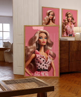 Trendy Barbie Art Print, Barbie Poster, Retro Barbie Print, Retro Doll Wall Print, Preppy Pink Wall Art, Dorm Room Decor, Modern Wall Art