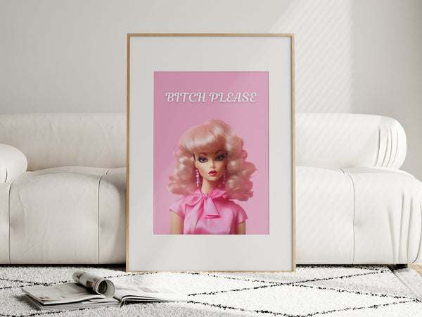 Barbie Print, Pink Girls Bedroom. Decor Pink, Birthday Prints, Girly Poster For Birthday Party, Retro Doll Wall Print, Preppy Pink Wall Art