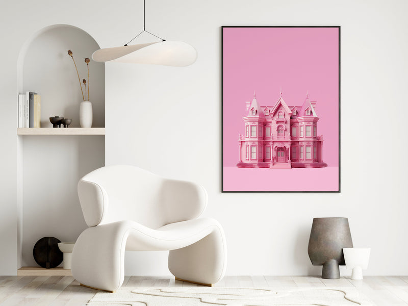 Barbie Dream House Print, Retro Art Barbie Poster, Wall Print Digital Download, Preppy Pink Print, Vintage Doll Art,Y2K Aesthetic, Girly Art