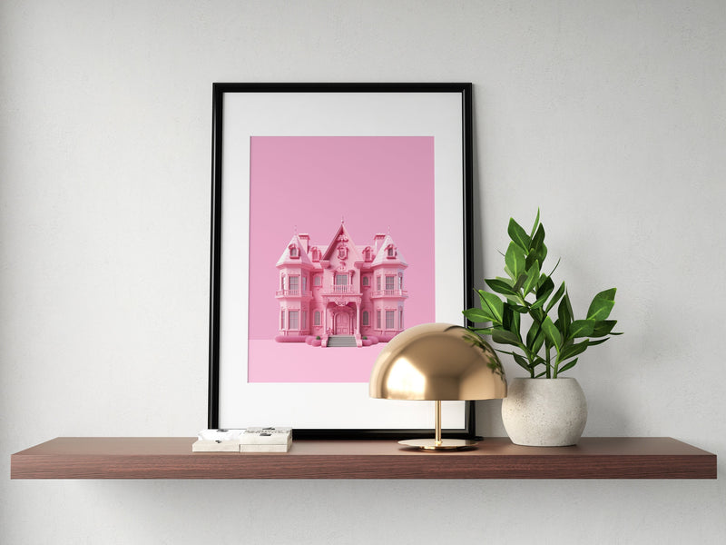 Doll House Print, Barb Doll Aesthetic, Barb Art Print, Barbcore Art, Preppy Room Decor, Girls Barb Victorian Dollhouse Poster