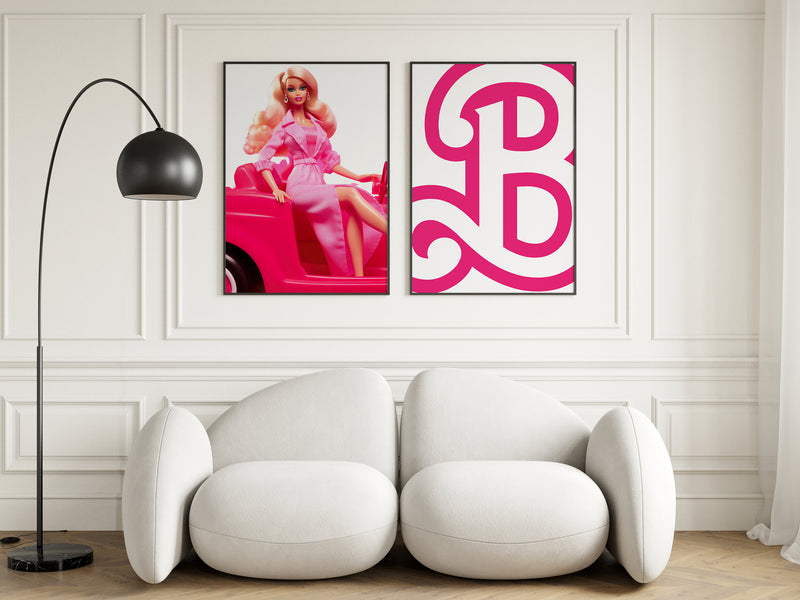 Barbie Print, Pink Girls Bedroom, Decor Pink, Birthday Prints, Girly Poster For Birthday Party, Retro Doll Wall Print, Preppy Pink Wall Art