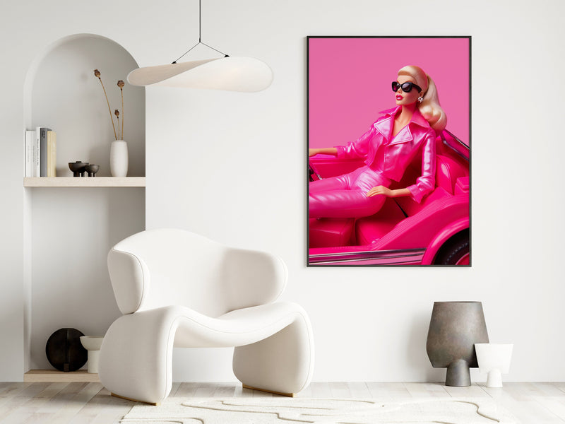 Barbie Poster, Pink Room Decor, Retro Barbie Wall Art, Preppy Barbie Poster, Vintage Barbie Print, Aesthetic Y2k room decor, Hot Pink Print