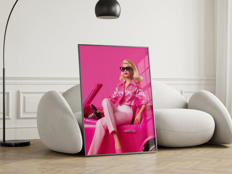 Barbie Wall Art, Pink Room Decor, Cool wall poster, Living Room Print, Barbie Print, Retro Funky Modern Poster, Funky Room Decor, Barbie Art