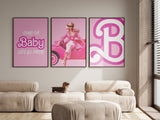 Come On Let's Go Party Pink Wall Art, Barb Wall Art, Chic Barb Typography, Doll Room Decor, Pink Girls Bedroom, Retro Pink Room Decor