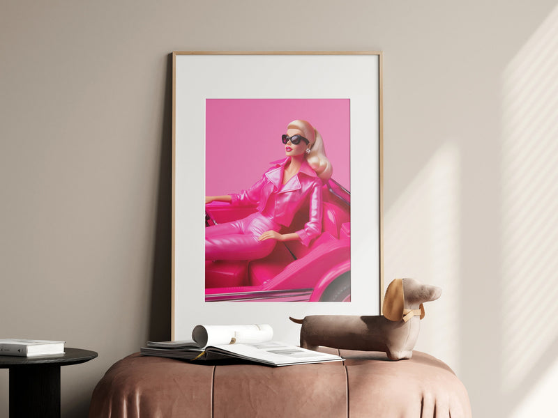 Barbie Poster, Pink Room Decor, Retro Barbie Wall Art, Preppy Barbie Poster, Vintage Barbie Print, Aesthetic Y2k room decor, Hot Pink Print