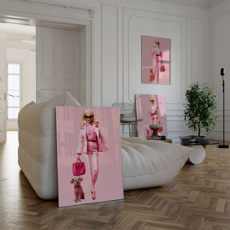 Fashion Barbie Dog Print, Dog Lover Poster, Wall Print Digital Download, Preppy Pink Print, Pink Fashion Wall Art, Dog Barbie Art Room Decor