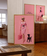 Fashion Barbie Dog Print, Dog Lover Poster, Wall Print Digital Download, Preppy Pink Print, Pink Fashion Wall Art, Dog Barbie Art Room Decor