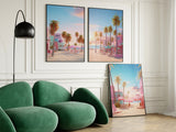 Retro Wall Art Barbie Beach Print, Miami Beach Print, Palm Trees Sunset Wall Art, Barbie Beach Poster, Preppy Wall Art, Trendy Travel Poster