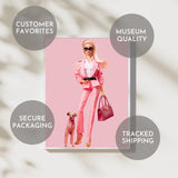 Fashion Barbie Dog Print, Dog Lover Poster, Wall Print Digital Download, Preppy Pink Print, Pink Fashion Wall Art, Dog Barbie Art Room Decor