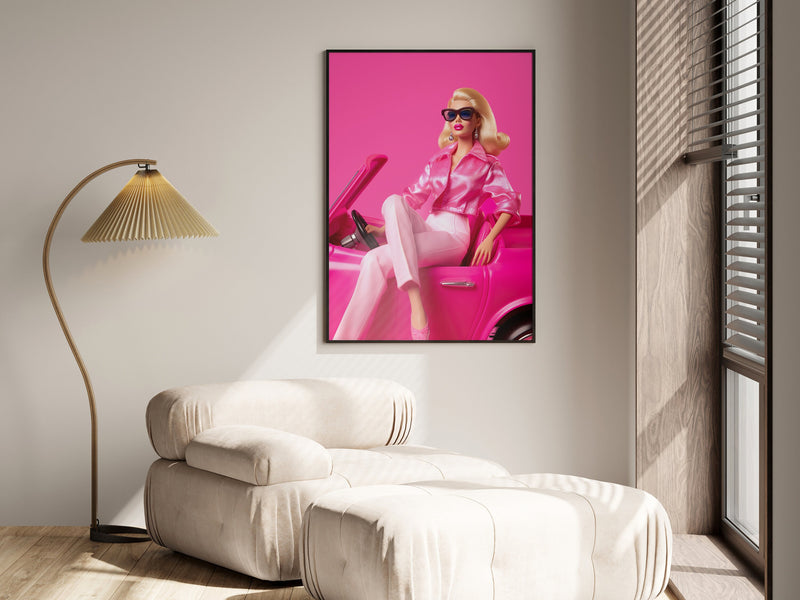 Barbie Wall Art, Pink Room Decor, Cool wall poster, Living Room Print, Barbie Print, Retro Funky Modern Poster, Funky Room Decor, Barbie Art