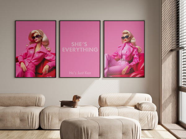 Doll Art Retro Barb Poster, Wall Print Digital Download, Preppy Pink Print, Vintage Doll Art, Y2K Aesthetic Girly Art, Pink Room Decor