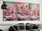 Retro Wall Art Barbie Beach Print, Miami Beach Print, Palm Trees Sunset Wall Art, Barbie Beach Poster, Preppy Wall Art, Trendy Travel Poster