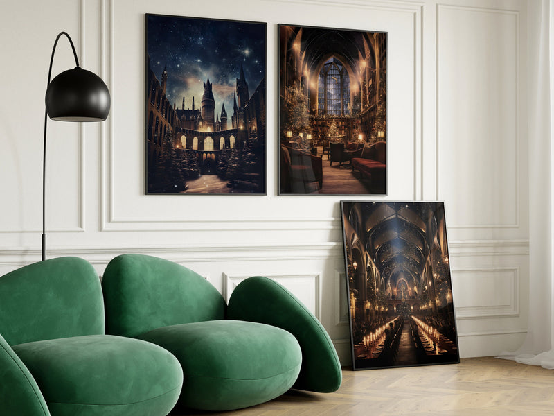 Wizarding Inspired Print, Hogwart Poster, Wizard Magic Castle, Magical Wizard School Print, Digital Download, Gryffindor Common Room