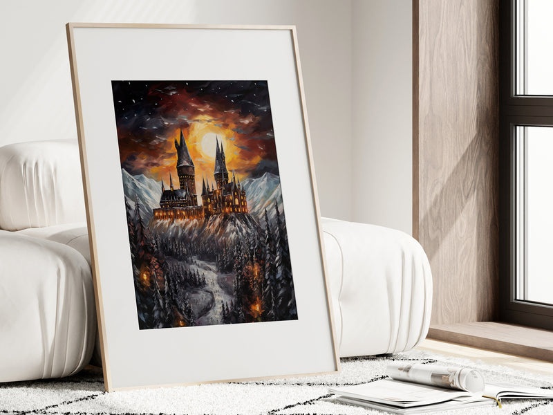 Mystical Castle Wizarding Inspired Poster, Canvas Wall Art, Wizard Castle Wall Art, HP Wall Print, Legacy Print, Printable Digital Download