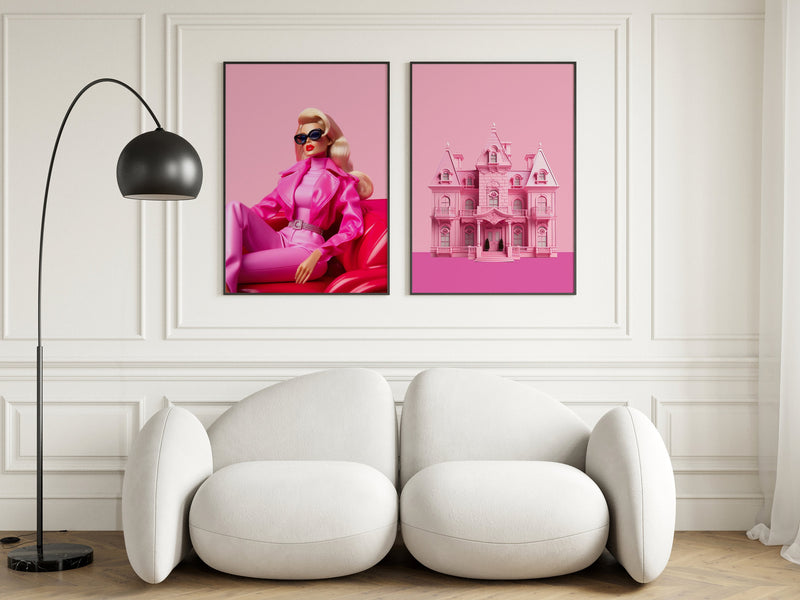 Retro Barbie Prints, Dream House Print, Preppy Poster, Y2K Aesthetic, Barbiecore, Hot Pink Decor, Girly Wall Art, Preppy Decor, Glam Decor