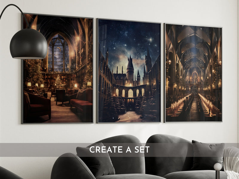 Wizarding Inspired Print, Hogwart Poster, Wizard Magic Castle, Magical Wizard School Print, Digital Download, Gryffindor Common Room