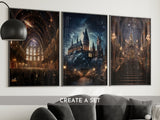 Harry Wizard Potter Art Prints, Printable Download, Hogwarts Vintage Paintings, Home Class Decor, Potter Fan Gift, Harry Magic, Witches