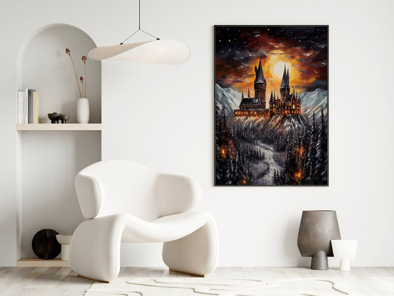 Mystical Castle Wizarding Inspired Poster, Canvas Wall Art, Wizard Castle Wall Art, HP Wall Print, Legacy Print, Printable Digital Download